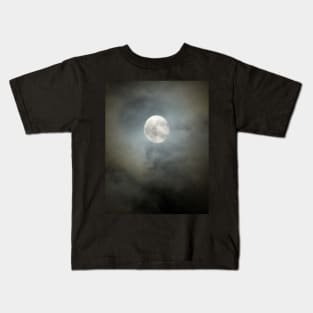 Full Moon Cloudy Sky Kids T-Shirt